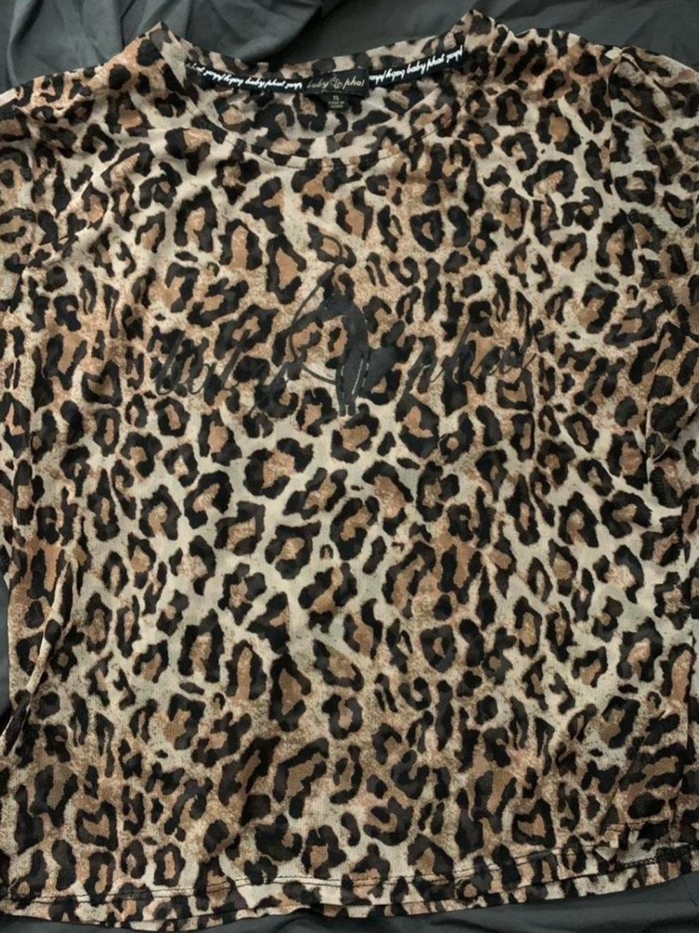Baby Phat Leopard Print Short Sleeve Top - Brown/Black